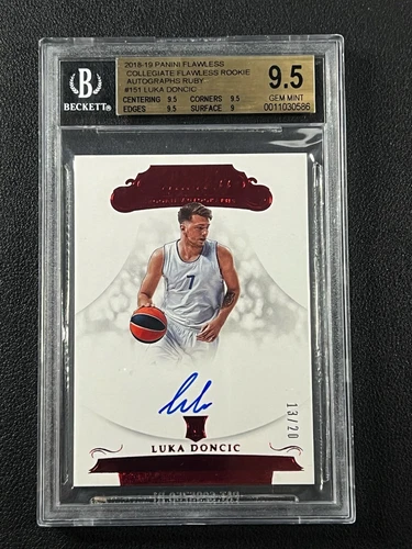 LUKA DONCIC BGS 9.5 2018-19 PANINI FLAWLESS #151 ROOKIE RC RUBY AUTO GEM 13/20