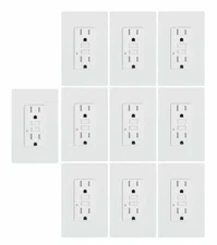 10 Pack GFCI outlet 15A Self testing Tamper Resistant Receptacle Wallplate White