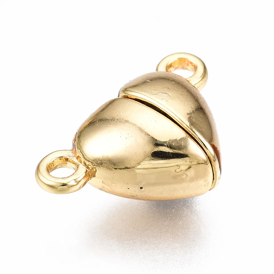 2 Sets Nickel Free Real 18K Gold Plated Brass Magnetic Heart Clasps 9.5x15x6mm - Image 2 of 3