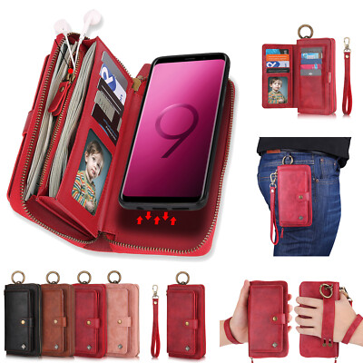 Detachable Wallet Magnetic Zipper Card Case For Samsung Note20 S24 S25 S26 Ultra