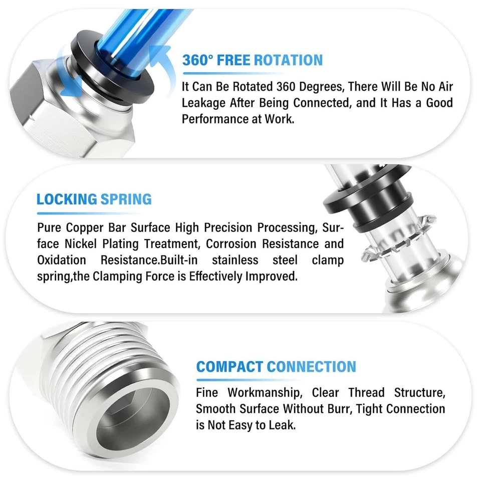 (Qty 10) OD 1/2" Tube x 1/8" NPT Pneumatic Fitting, Push To Connect Air Fitting - Image 3 of 4