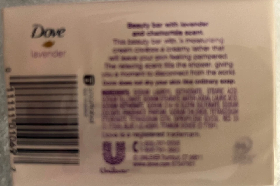 3 DOVE Bar Soaps Relaxing Lavender & Chamomile Beauty Bars 3.75oz HTF Pack of 3 - Image 3 of 3