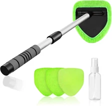 24-Inch Windshield Cleaner Tool - Car Interior Cleaning Brush Kit with Extendabl