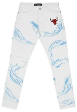 FISLL NBA Men's Chicago Bulls Distressed Denim Jeans