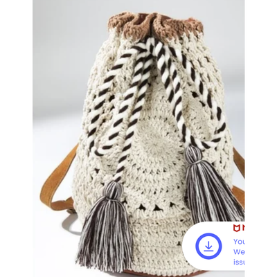 NWT Crocheted Boho Bucket Bag Backpack by Ruggine- FREE  display picture 2