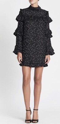 Frame Denim Ruffle Silk Dress With Stars Celestial Sz Small | eBay