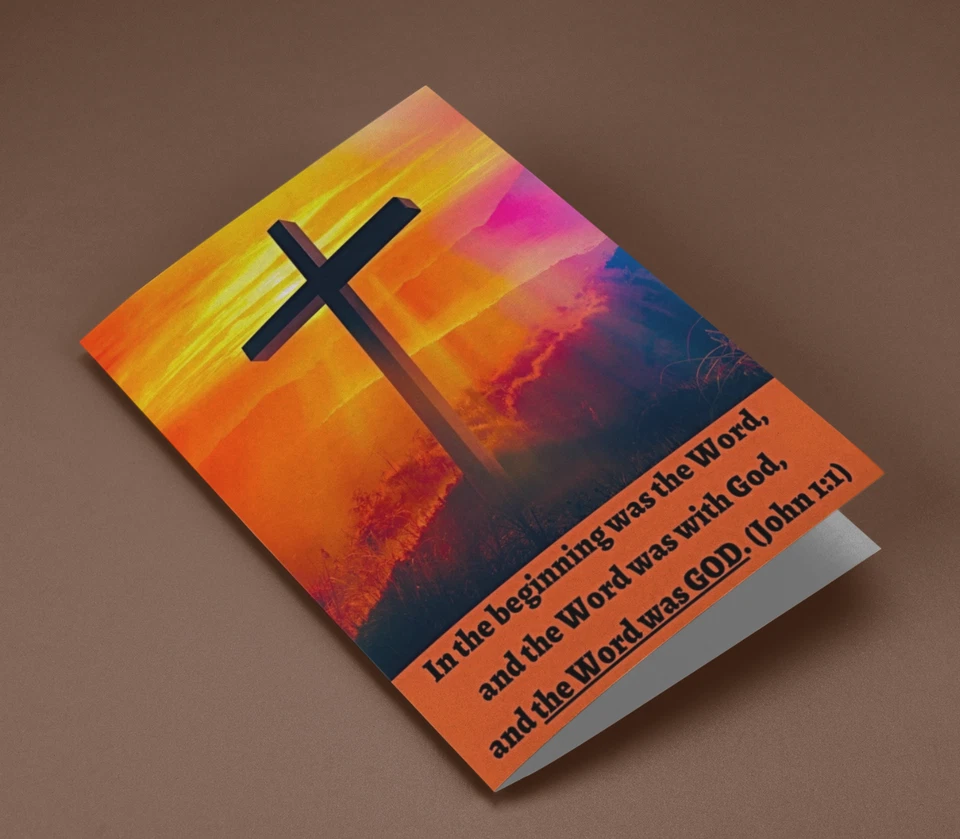 Tarjeta de Felicitación Enmarcable 5x7 Versículo de la Biblia Juan 1:1 En el Principio era la Palabra Foto 2 de 4