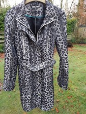 Star Julien Macdonald Women Animal Print Parka Detachable Belt/hood Size 12 Bnwt
