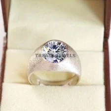 Moissanite Oval Cut Gemstone With 925 Sterling Silver Ring For Men's #B287