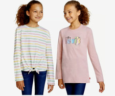 New $44.00 LEVI'S Girls 2 Long Sleeve T-Shirts - 100% Cotton - Size: 7/8