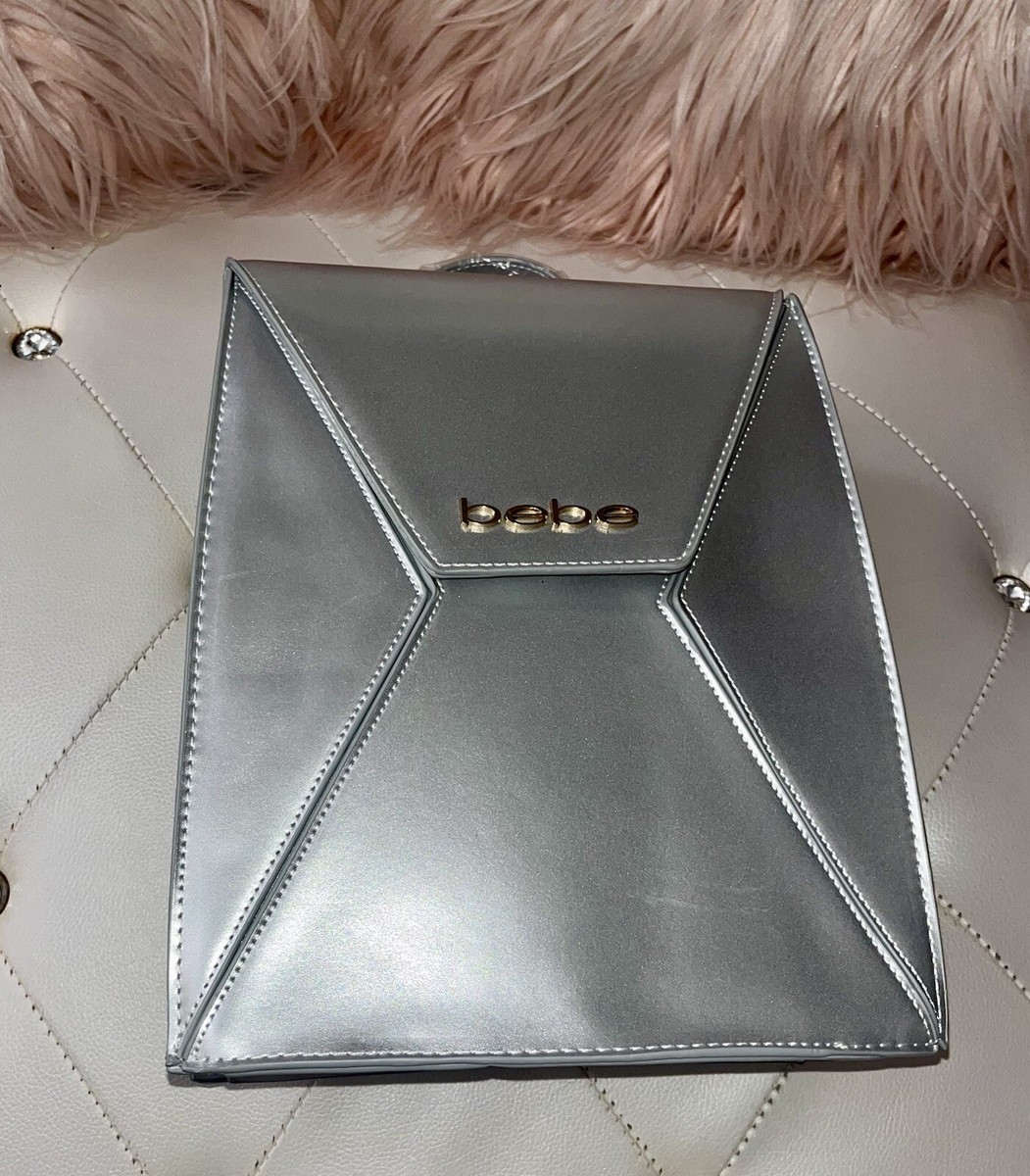 NEW Bebe Evelyn Faux Leather Silver Micro Mini Backpack  display picture 2