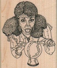 Fortune Teller 2 1/2 x 3" Rubber Stamp, People Stamp, Lady Stamp