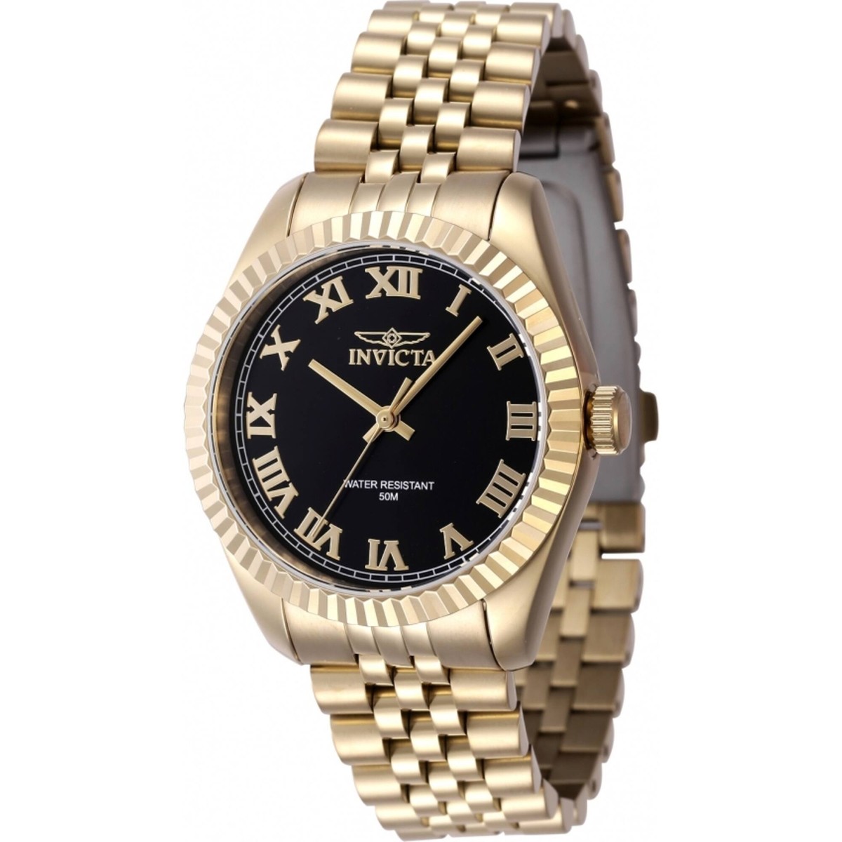 Womens Gold Bracelet Watch Black Dial Water Resistant Jewelry Clasp Giftable Invicta Women main image 3