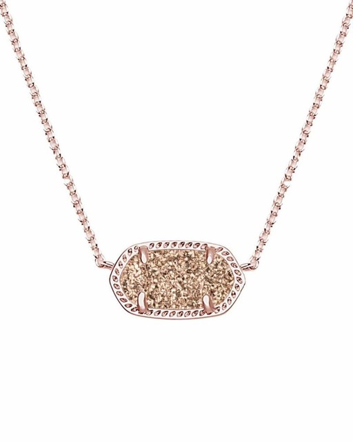 Kendra Scott Darling Elisa Pendant Necklace in Rose Gold Drusy & Rose Gold