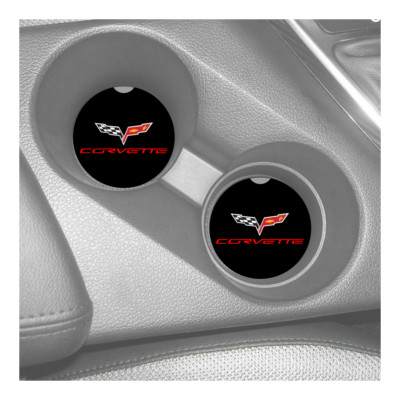 CHEVROLET CORVETTE C6 CHEVY THEME DESIGN CUSTOM RUBBER CAR COASTER SET OF 2