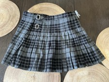 Highland Kilt Company Gray Check Plaid Tartan Pleated Short Skirt size 36 NWT