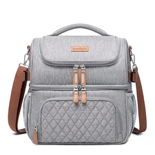 Lunch Bag for Men Women, Large Double Deck Lunch Box Tote for Work, Dual Comp...