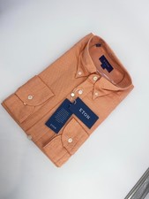 Eton Dress Shirt Mens L 16 1/2 - 42 Orange Oxford Slim Fit Collared Button Down