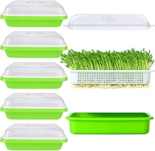 SHUESS 6 Pack Seed Sprouting Tray with Drain Holes BPA Free Nursery Tray