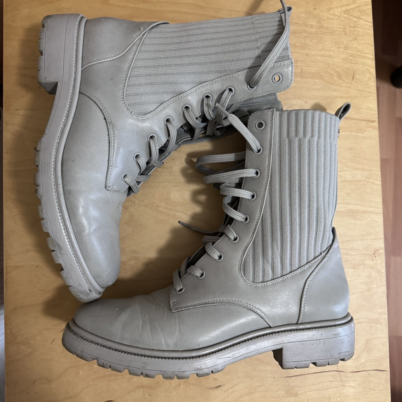 Sam Edelman Grey Leather Lydell Combat Boots | Size 7.5 US - Women’s