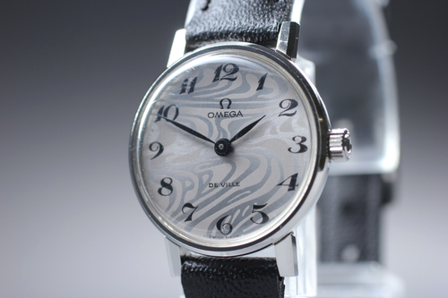 Vintage OMEGA De ville Cal.620 Silver Marble Pattern Manual Winding Womens Watch - Picture 3 of 11