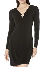 Michael Kors Long Sleeve Center Front Ring Cutout Dress Black Medium NWT