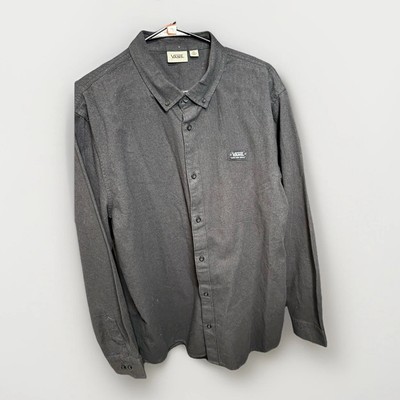 NWT VANS Shirt Mens Extra Large Dark Gray Button Down Long Sleeve Corduroy