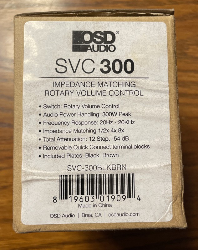 OSD Audio SVC 300 Impedance Matching Rotary Volume Control