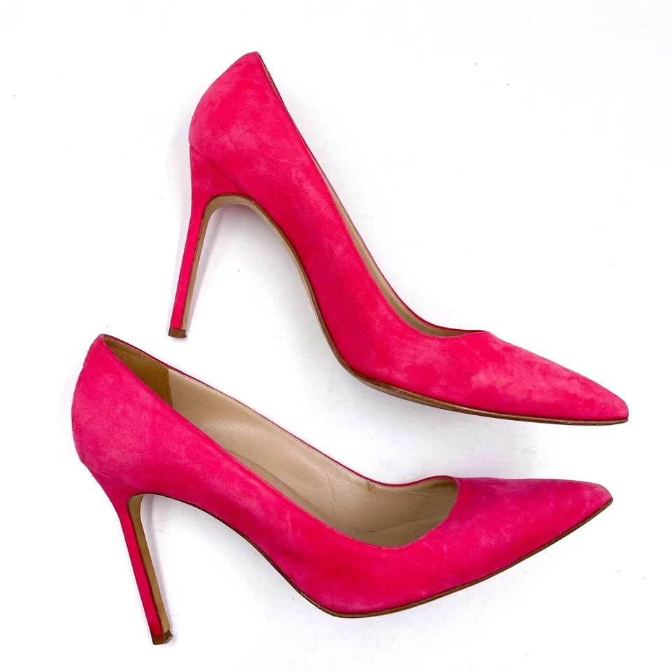 Zapatos de salón Manolo Blahnik BB de gamuza rosa intenso punta tacones de aguja talla 40/10 Foto 3 de 4