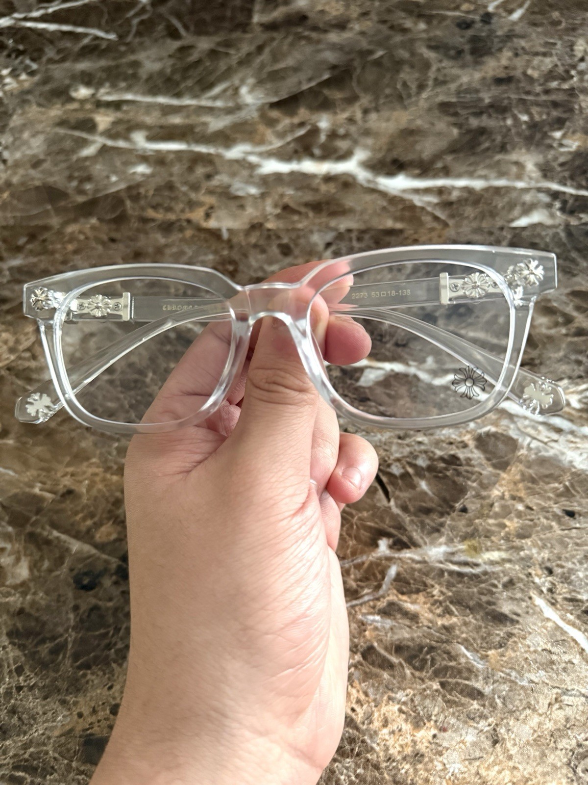 Vintage Chrome Hearts Cross Glasses White Silver with Box thumbnail 4