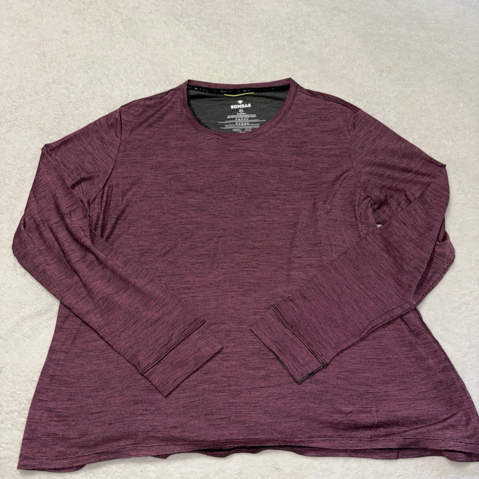 Bombas Bee Better Women's Merino Wool Lyocell Base Layer XL Purple Long Sleeve
