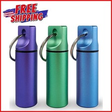 3-PCS KEYCHAIN MEDICINE PILL BOX CASE BOTTLE Travel Metal Pills Holder Container