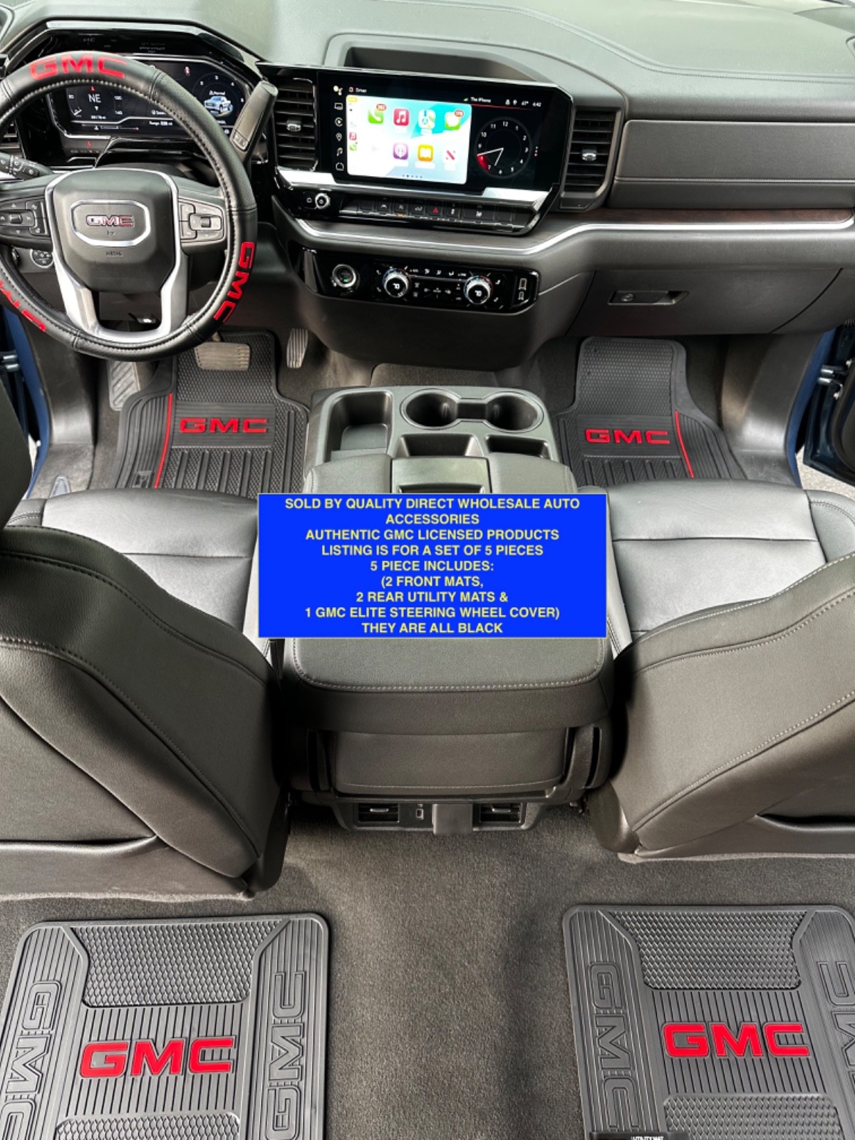 SET: GMC Floor Mats & STEERING WHEEL COVER All Weather Authentic GM BEST Gift