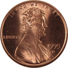1995 D Lincoln Memorial Cent Uncirculated Mint State Penny 1c Coin