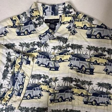 Ivy Crew Classic Car Hawaiian Shirt Men Sz XL Surf Board Button Up Aloha Beach