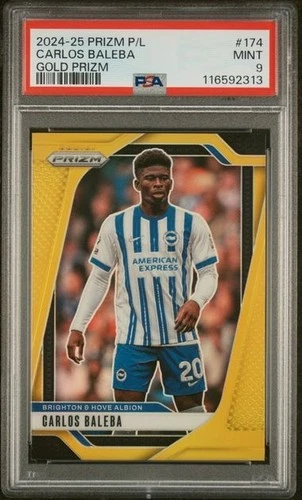 2024-25 Panini Prizm EPL Carlos Baleba Gold Prizm /10 PSA 9 POP 1 Brighton #174