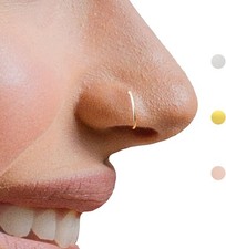 LUCKYJEWUS Small Thin Gold or Sterling Silver Nose 1pc- 7mm 22 gauge,