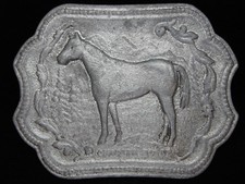 OI25118 VINTAGE 1970s  QUARTER HORSE  COMMEMORATIVE PEWTER BELT BUCKLE