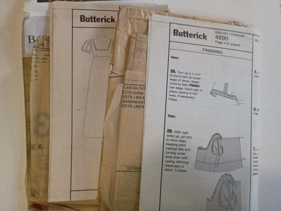 Butterick B4890 Costume Josephine Empire Waist Dress W/Robe Size 6-8-10-12 CUT - Image 4 of 4