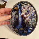 VTG 1989 GLASSMASTERS Louis C Tiffany Stained Glass Oval Suncatcher Waterfall
