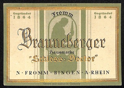 German Brauneberger Hausmarke  Schloss-Doctor  Wine Label c1934-38