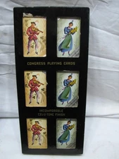 3 NOS Sealed Congress 606 Bridge Playing Cards Fiddler Maid Lady Cell U Tone