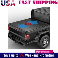 5FT 3-Fold Hard Truck Bed Tonneau Cover For 2020-2025 Jeep Gladiator Waterproof