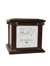 Bombay Company Wood Photo Cube/Storage Box 3.5" x 3.5  Hinged Lid Brass Hardware