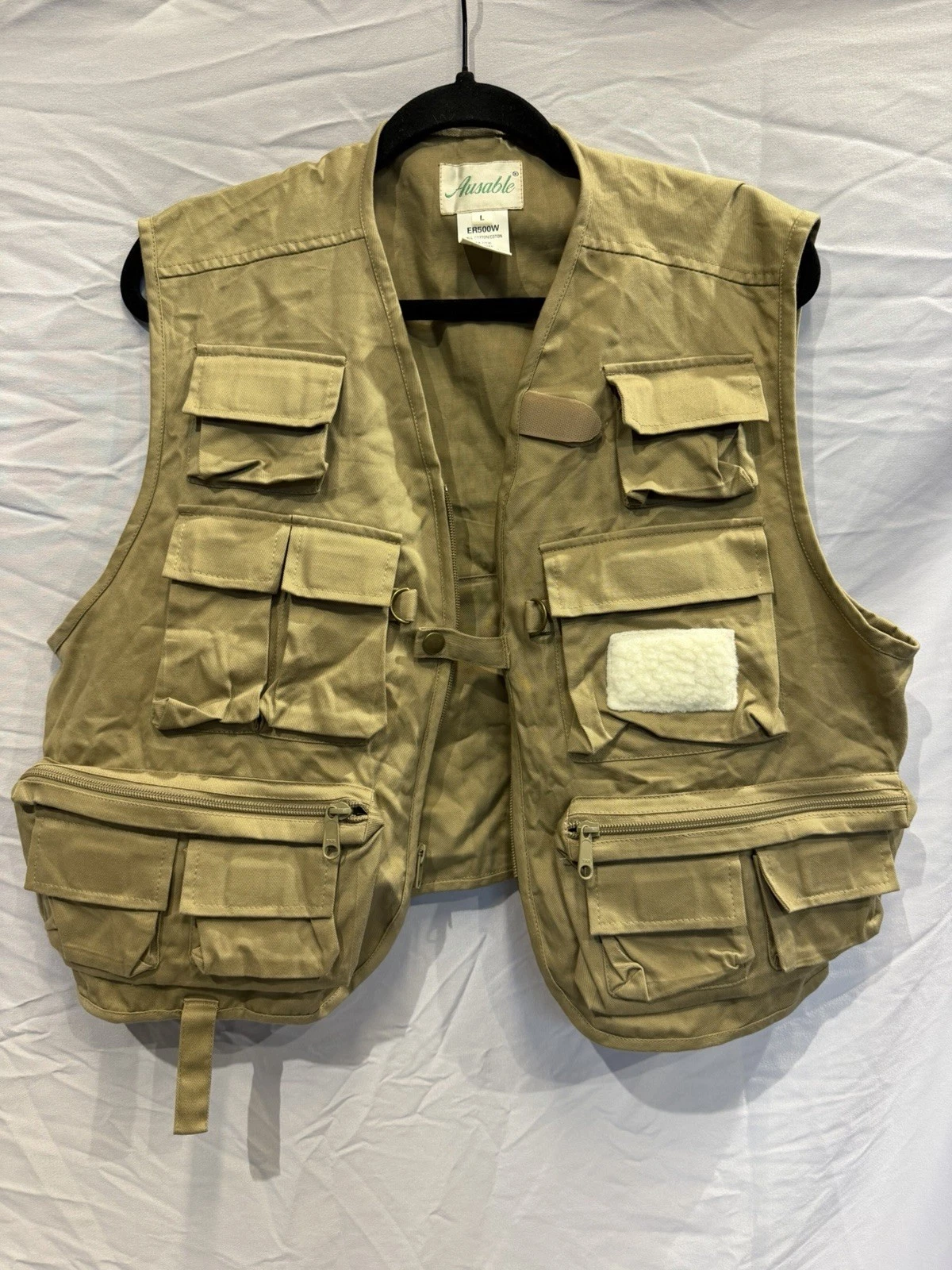 Russian Ausable ER500W Men's Fishing Vest L Khaki 100% Cotton