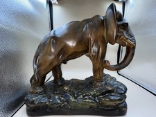 Large Chalkware Elephant Art Deco Antique 38cm Long 5kg French Plaster Chalk War