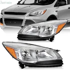 For 2013 14 15 2016 Ford Escape SUV Headlight Assembly Chrome Housing Pair