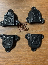 Trunk & Chest Hardware-4 Black original Leather Handle Retainers & Tacks