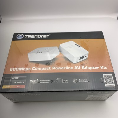 TRENDnet 500Mbps Compact Powerline AV Adapter Kit TPL-406E2K New & Sealed