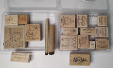 Lot Of 18 Wooden Rubber Stamps Frogs Toads Elephant mouse butterfly snail hearts